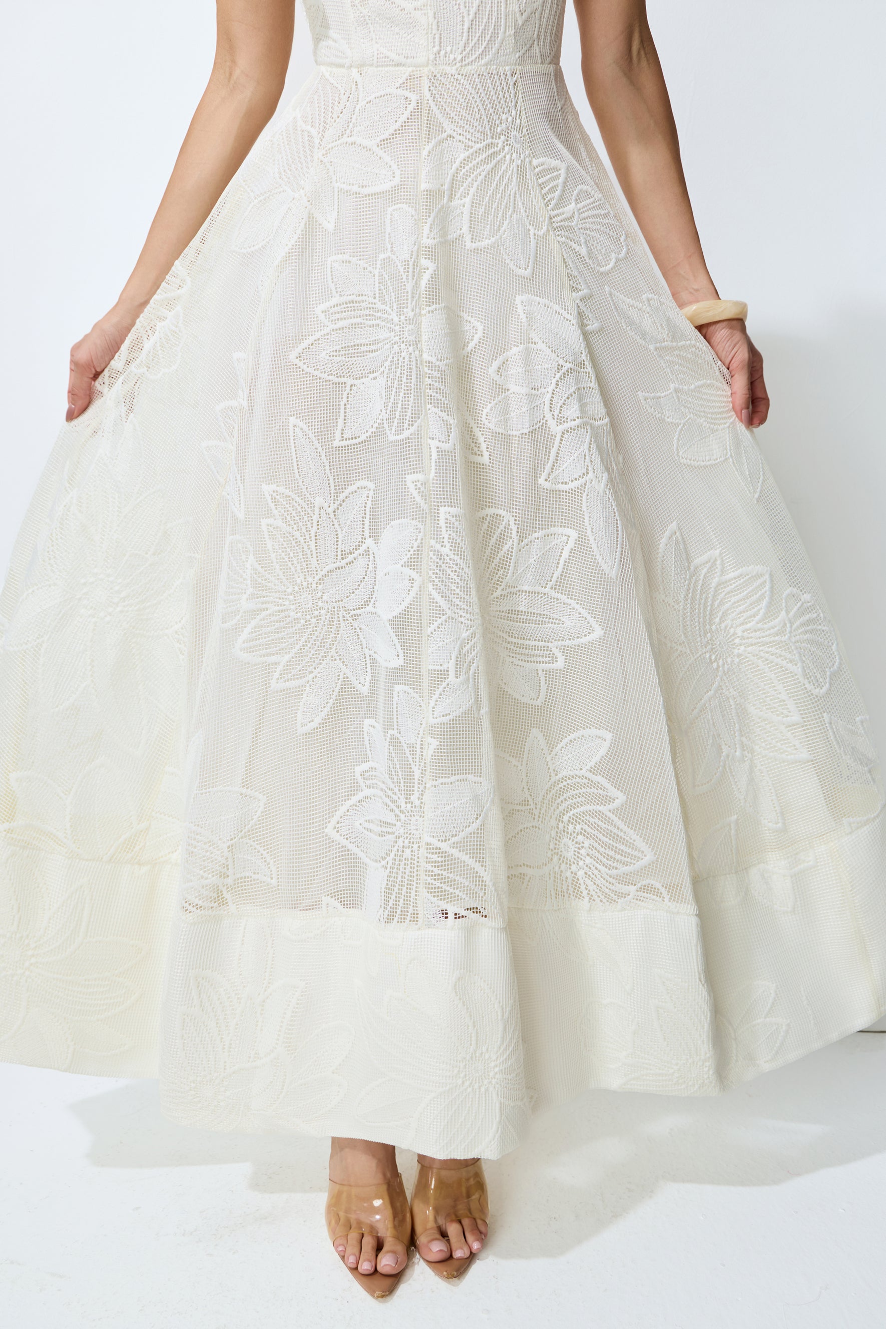 Feeling Of Forever White Floral Lace Tie-Strap Maxi Dress