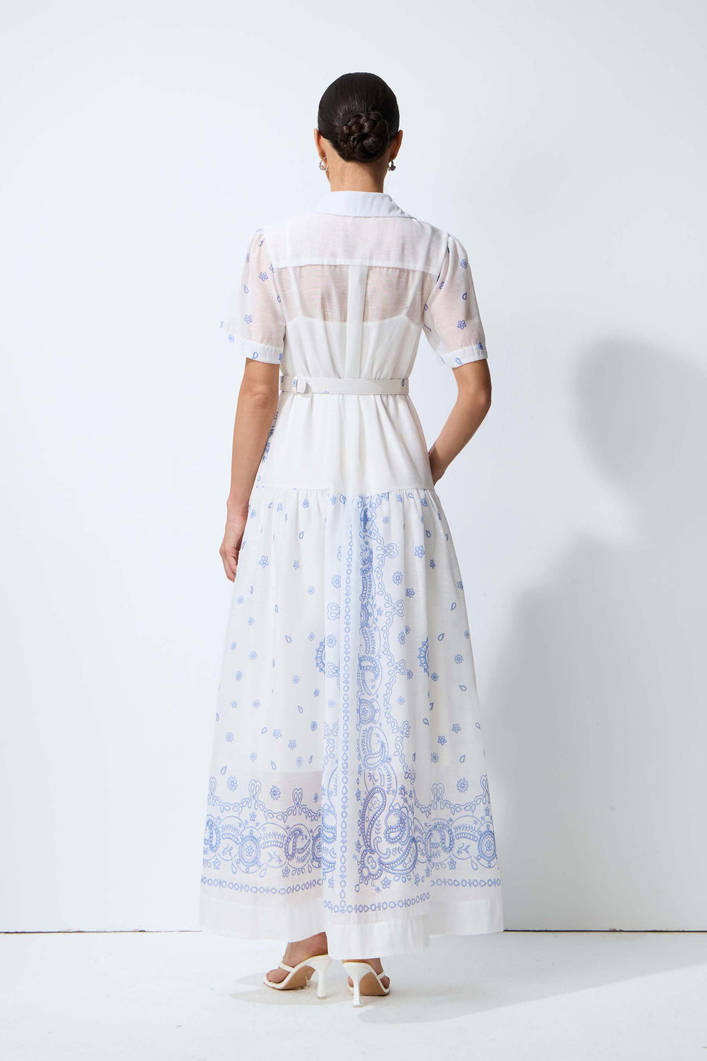Loveliest Darling White Paisley Print Short Sleeve Maxi Dress