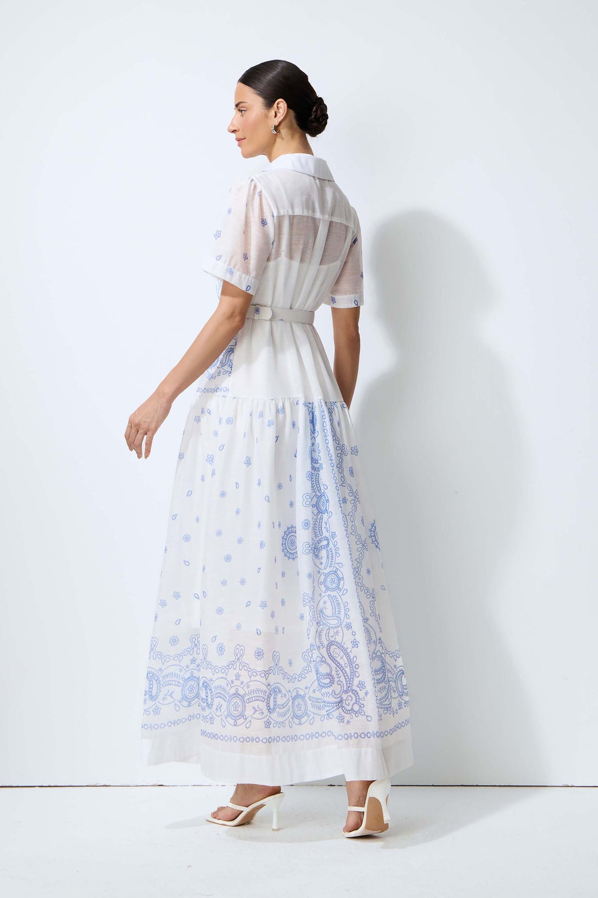 Loveliest Darling White Paisley Print Short Sleeve Maxi Dress