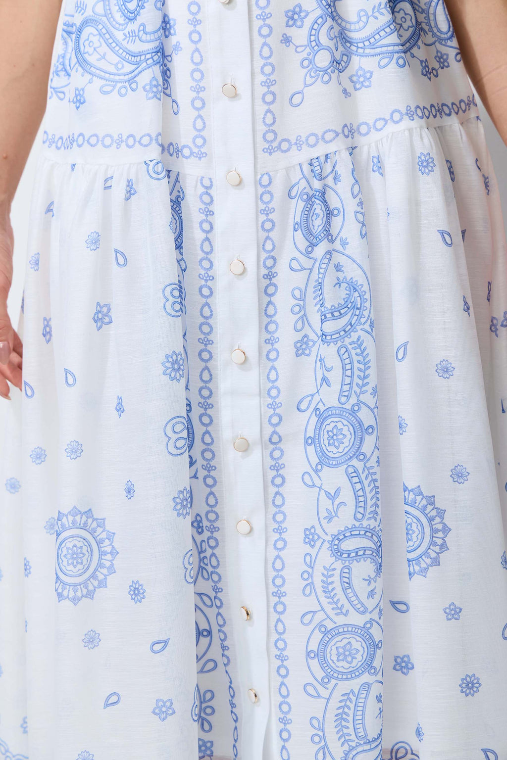 Loveliest Darling White Paisley Print Short Sleeve Maxi Dress