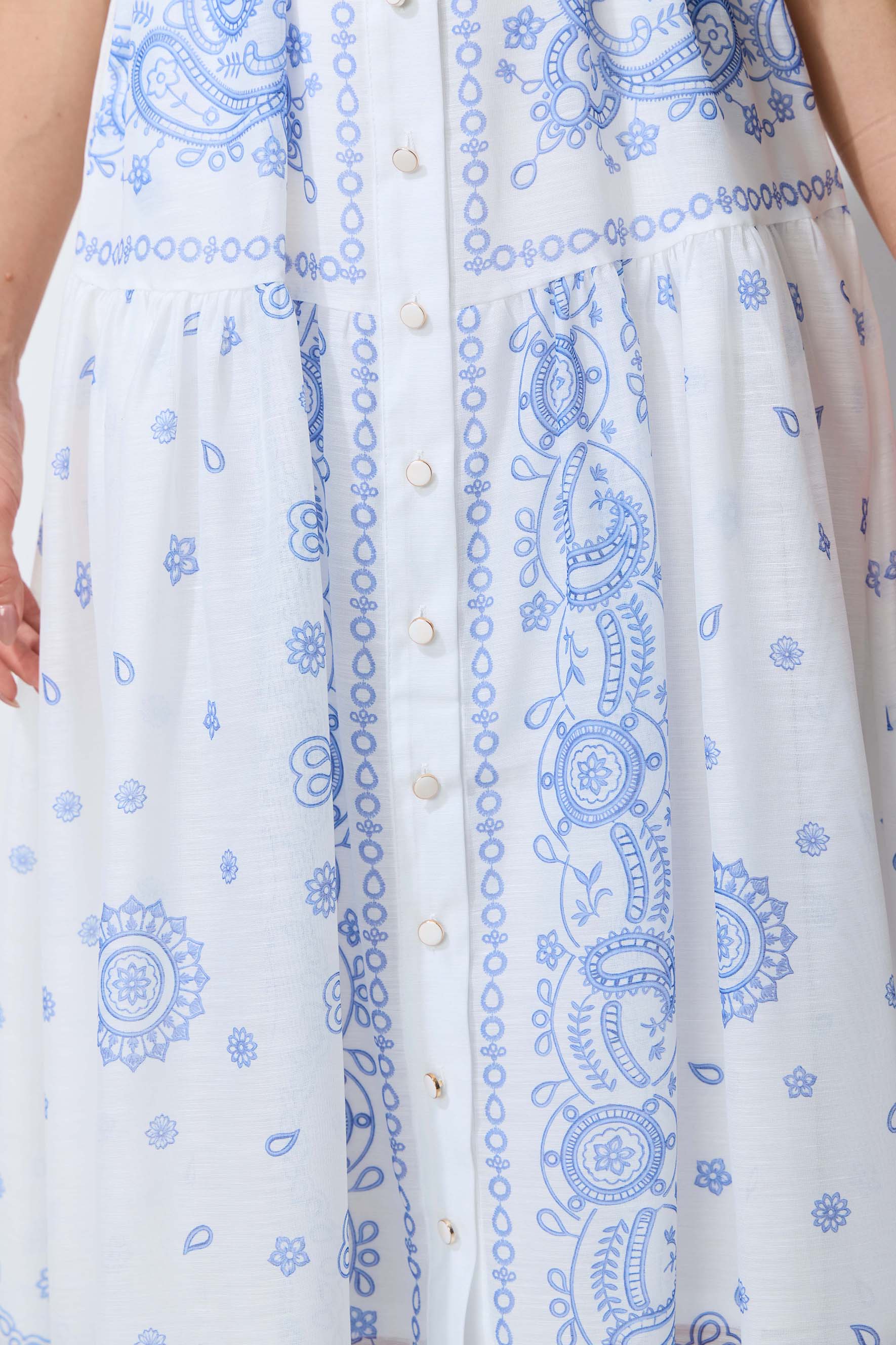 Loveliest Darling White Paisley Print Short Sleeve Maxi Dress