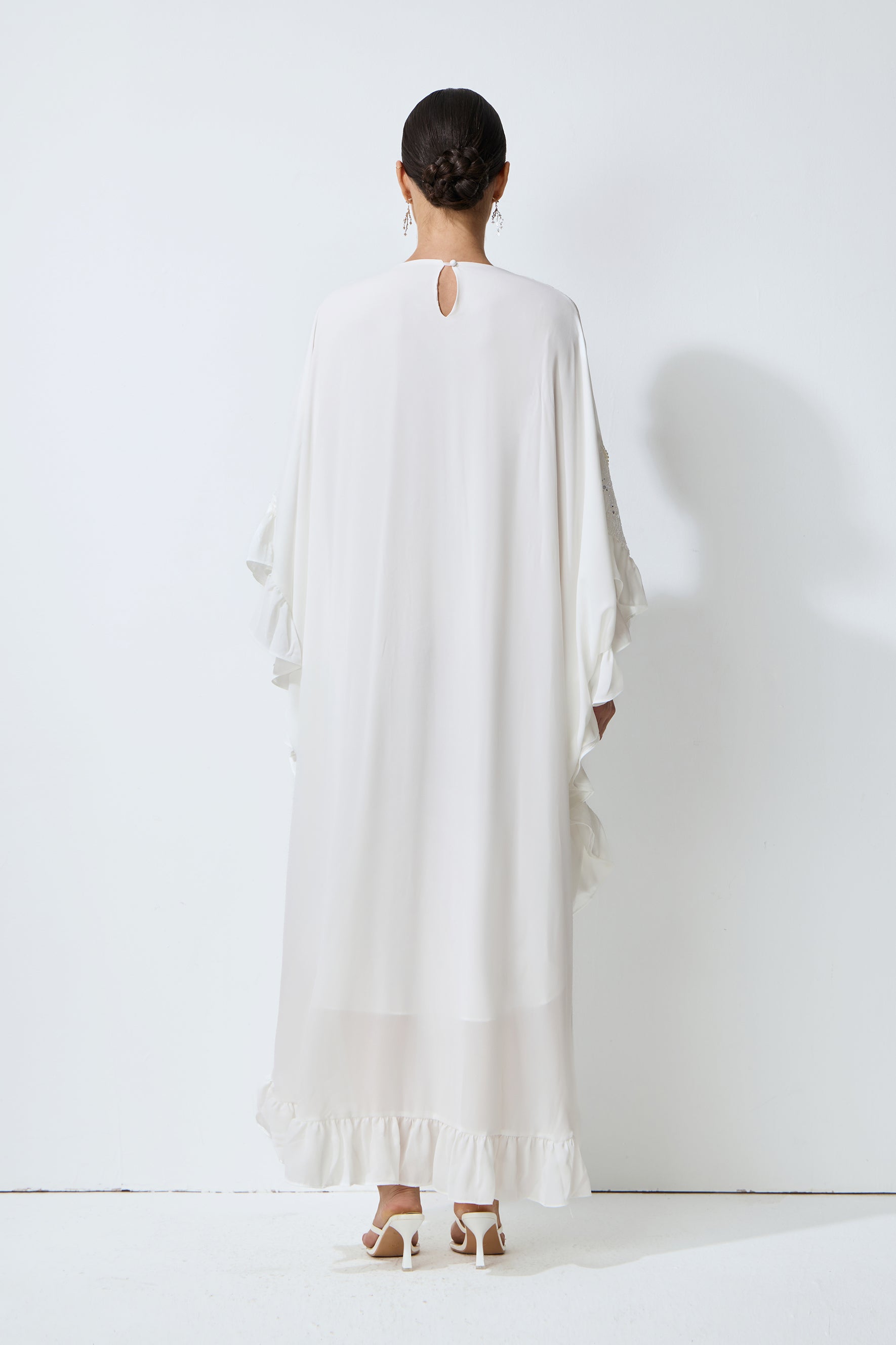 Morning Bliss White Sequin Embellished Lace Panel Maxi Dress