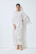 Morning Bliss White Sequin Embellished Lace Panel Maxi Dress