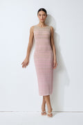 Sweetest Feeling Pink Sleeveless Chevron Knit Midi Dress