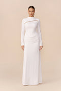 Signature Style White Beaded Fringe Cutout Maxi Dress