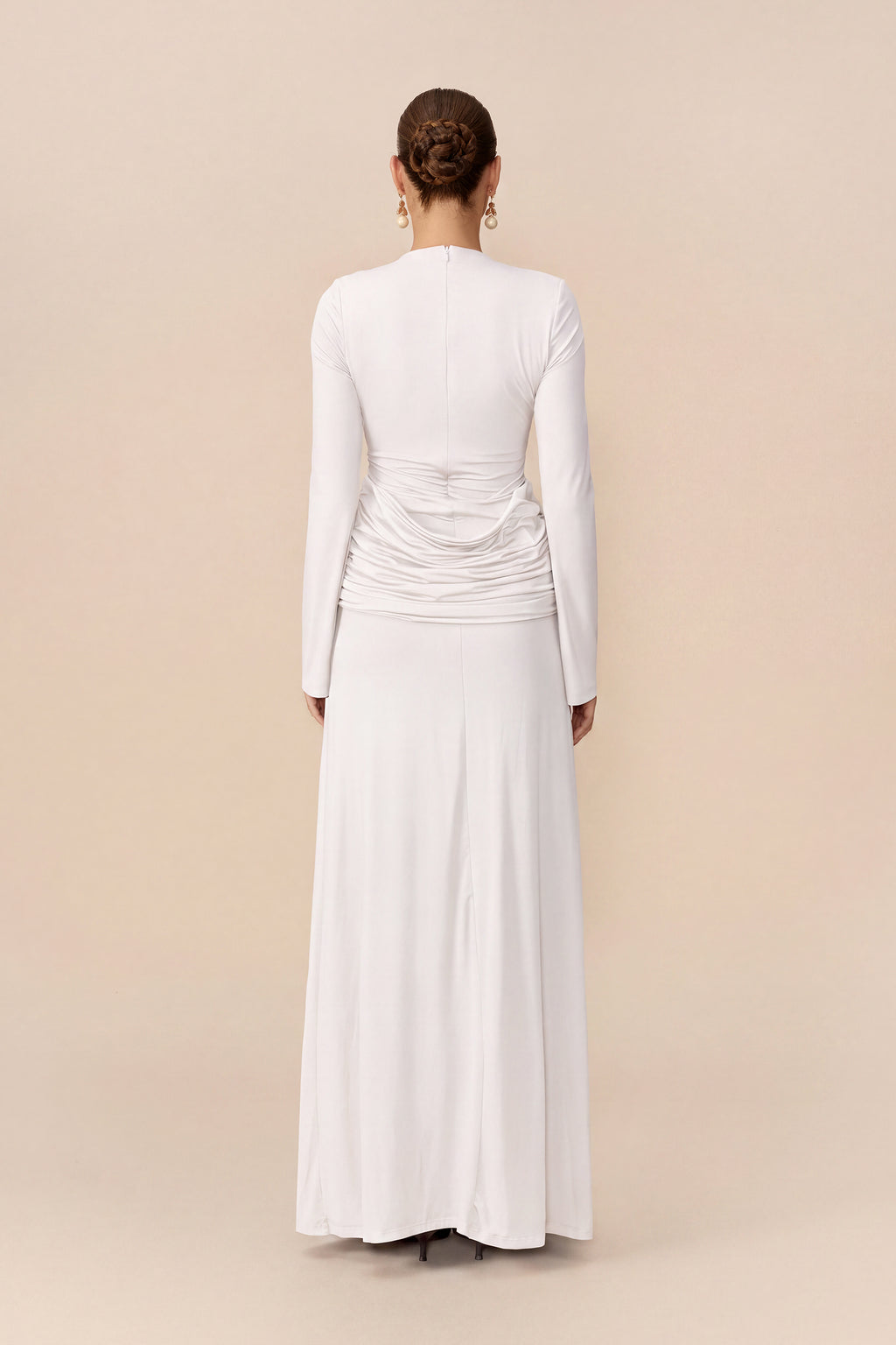 Signature Style White Beaded Fringe Cutout Maxi Dress