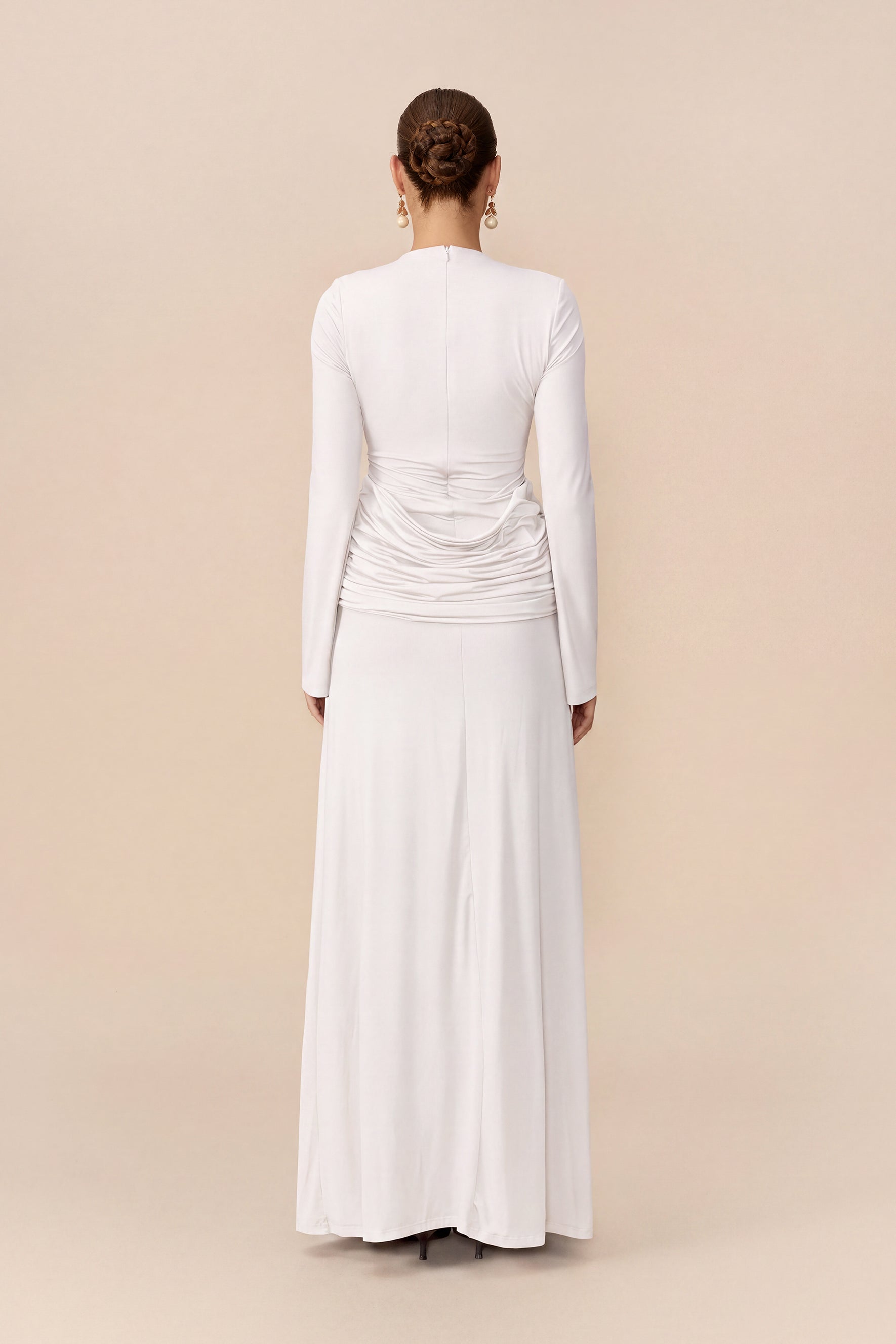 Signature Style White Beaded Fringe Cutout Maxi Dress