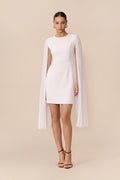 Simply Chic White Round Neck Cape Sleeve Mini Dress