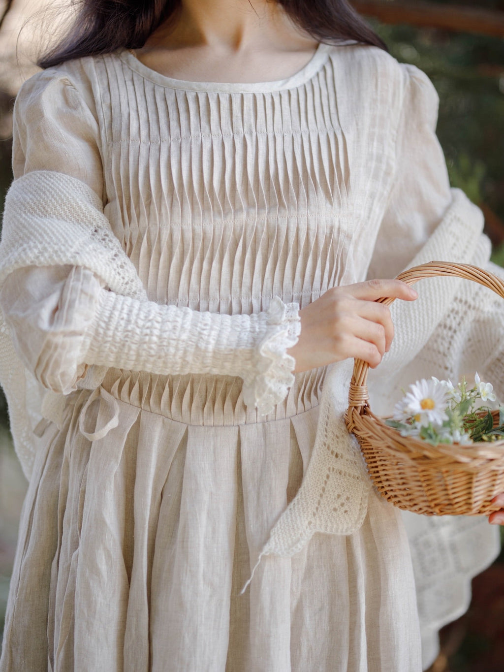 Eliana 15 | Pintucked Patchwork Linen Dress