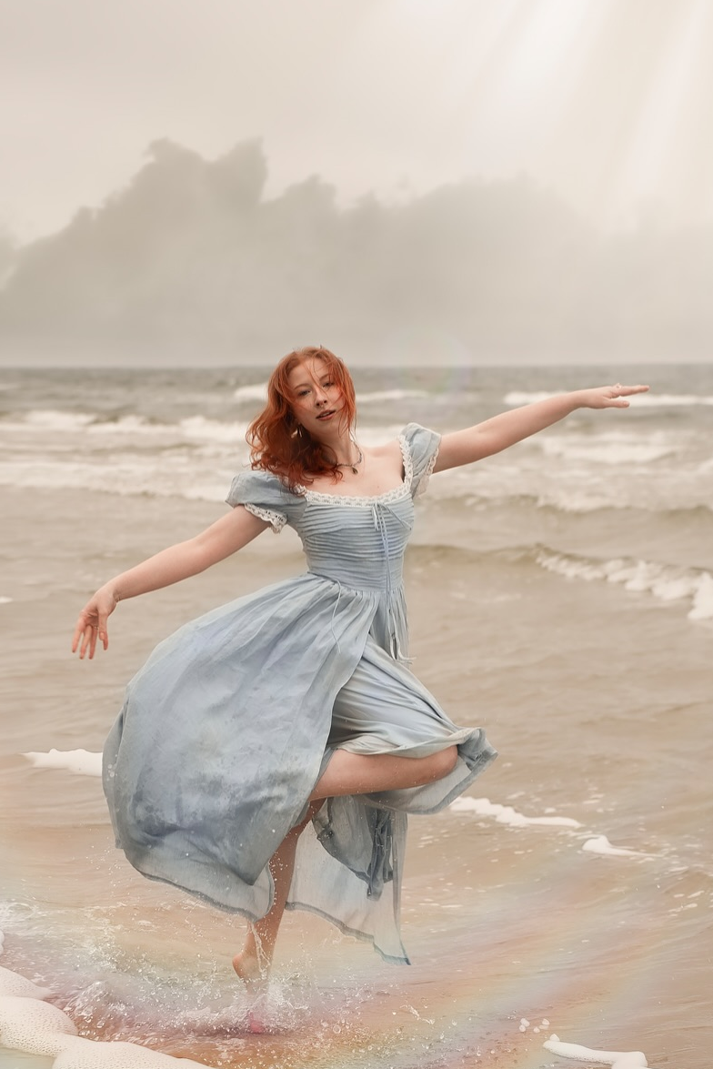 Monet Haze 26 | Fairy layered Linen Dress with pintucks
