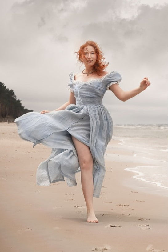 Monet Haze 26 | Fairy layered Linen Dress with pintucks
