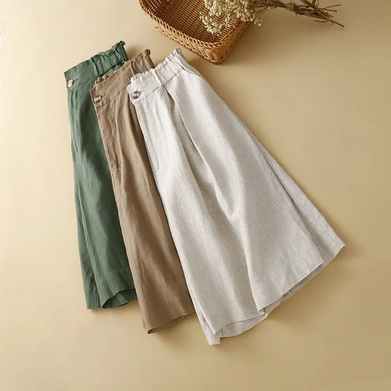 Vintage cotton and linen shorts cropped pants