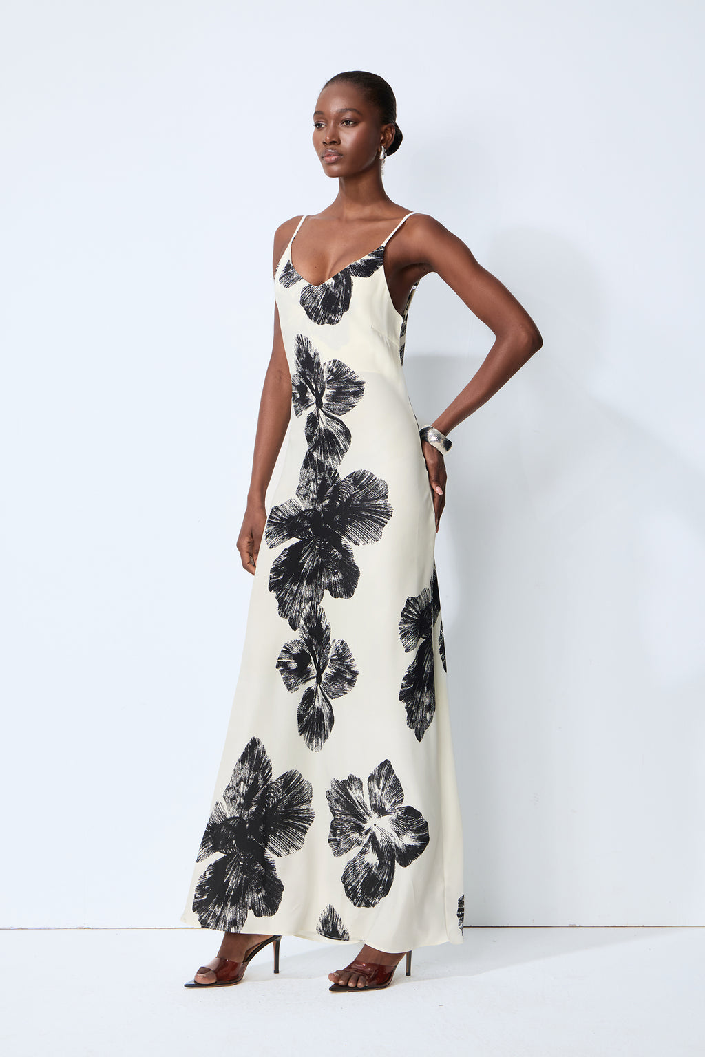 Classic Bloom White Sheer Blouse & Floral Print Dress Set