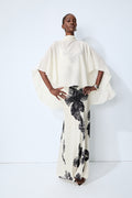 Classic Bloom White Sheer Blouse & Floral Print Dress Set