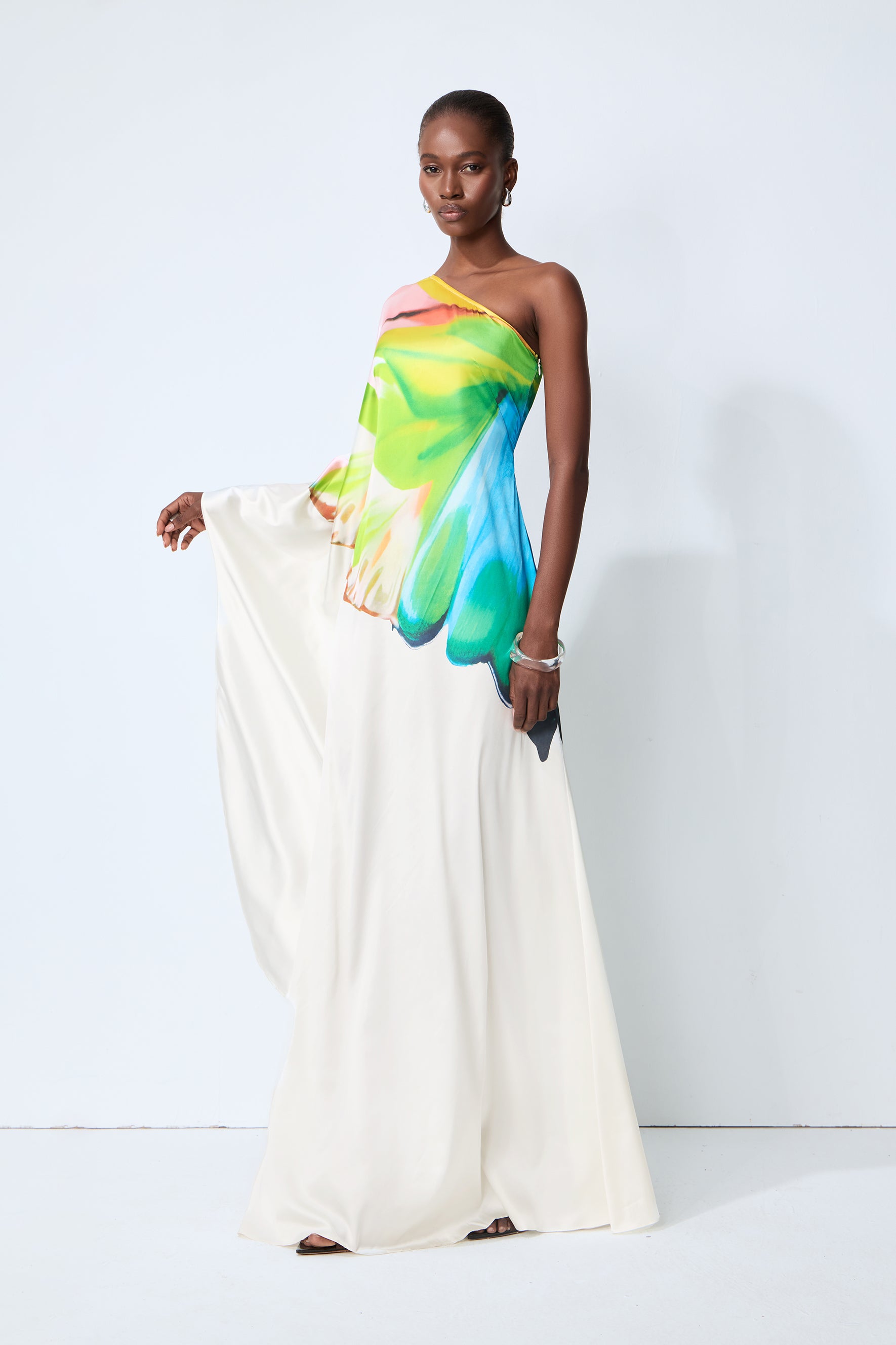 Bernice Printed Single Sleeve Maxi Dress