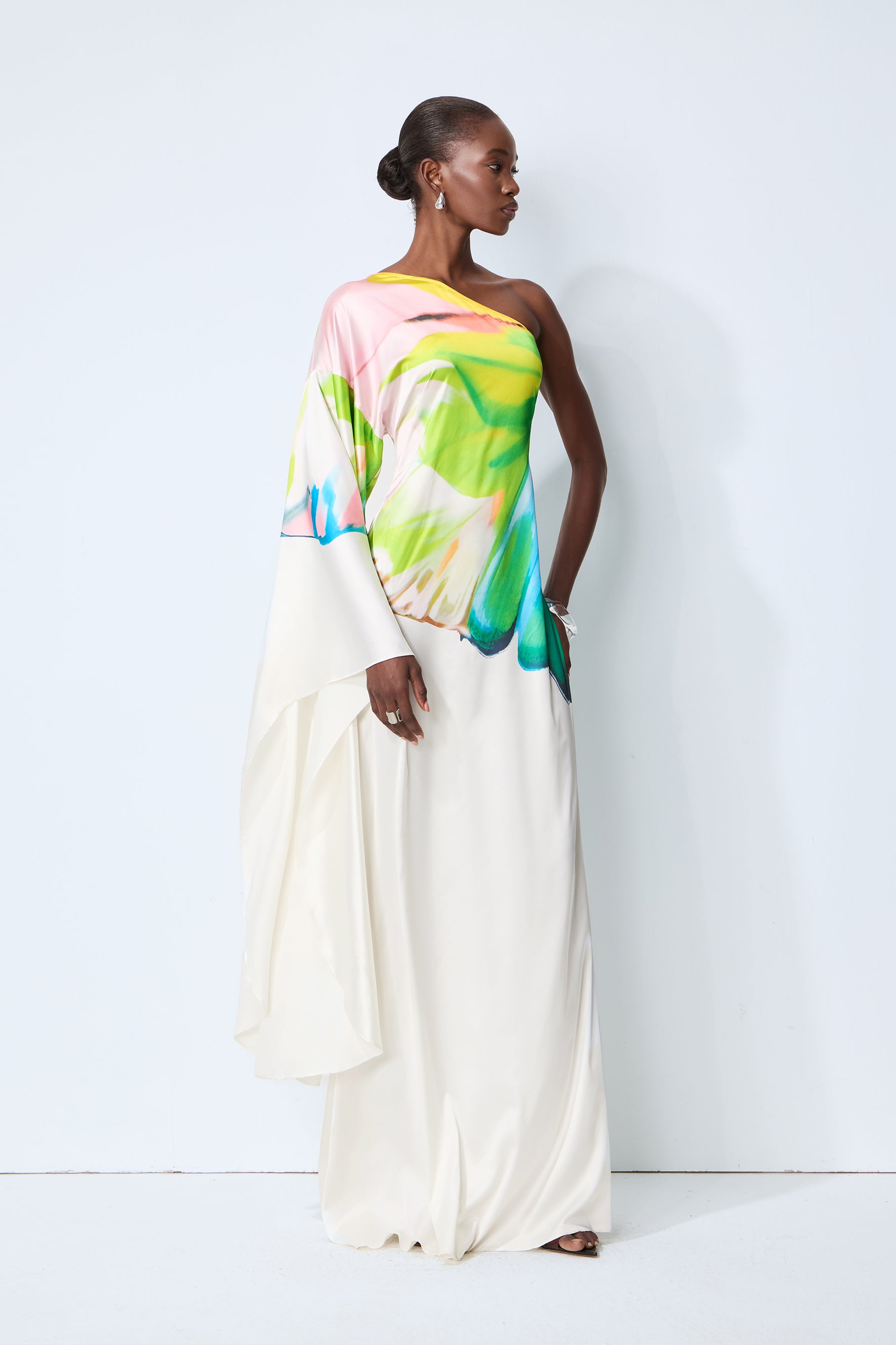 Bernice Printed Single Sleeve Maxi Dress