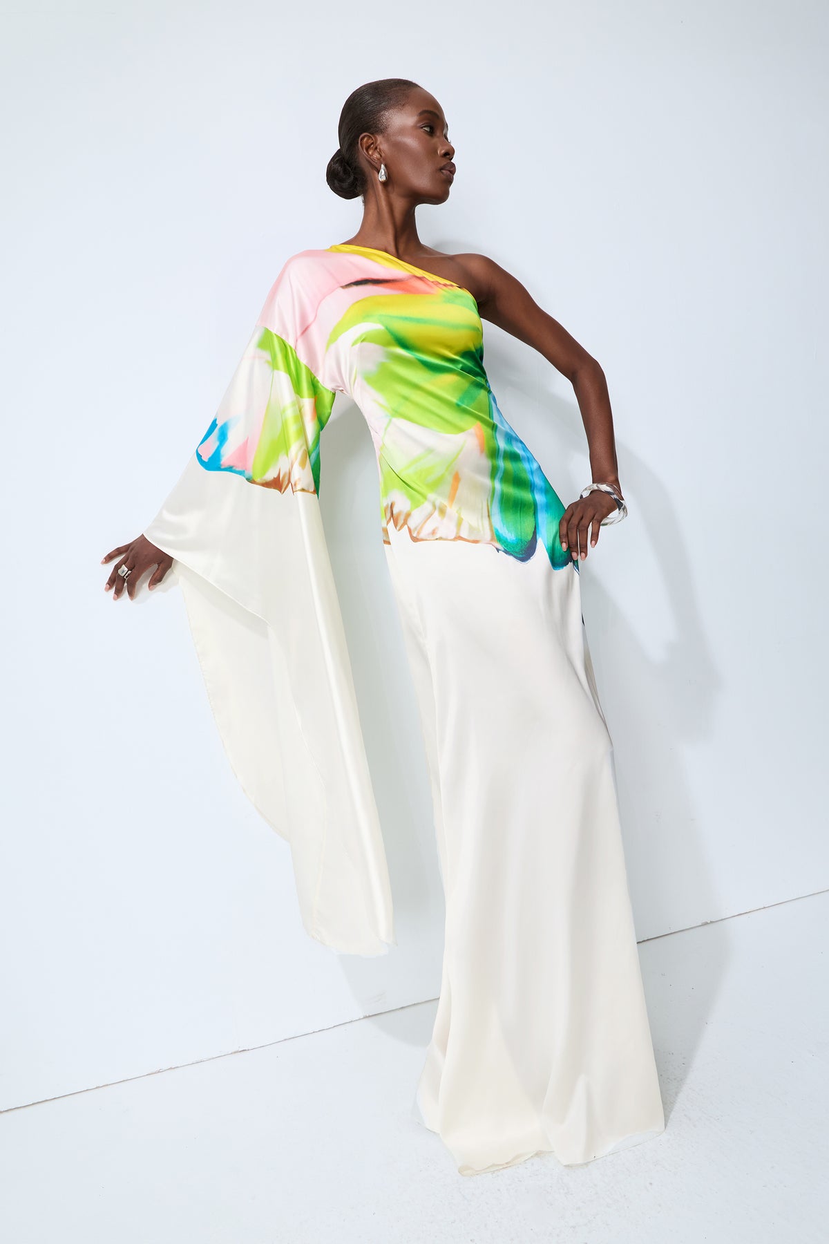 Bernice Printed Single Sleeve Maxi Dress