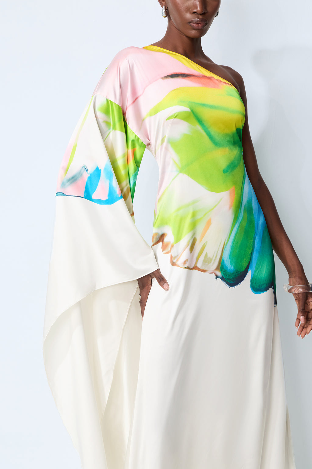Bernice Printed Single Sleeve Maxi Dress
