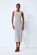 Sweetest Feeling Blue Sleeveless Chevron Knit Midi Dress