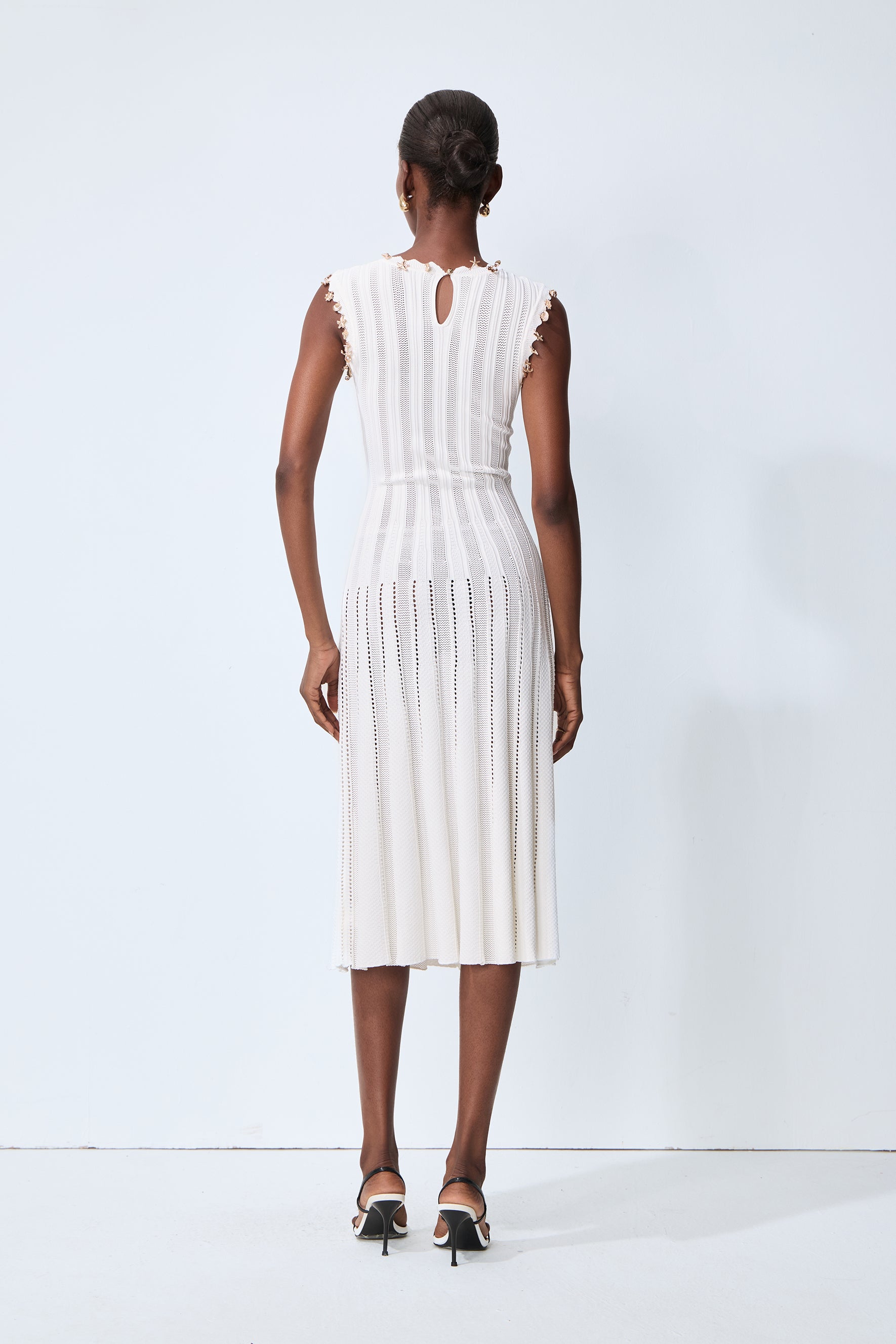 Love Letter White Sleeveless Ribbed Knit Midi Dress