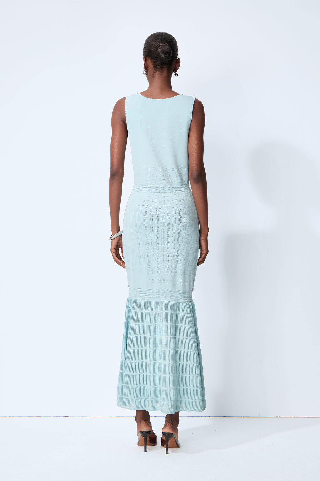 Purely Yours Blue Rhinestone Trim Sleeveless Knit Maxi Dress