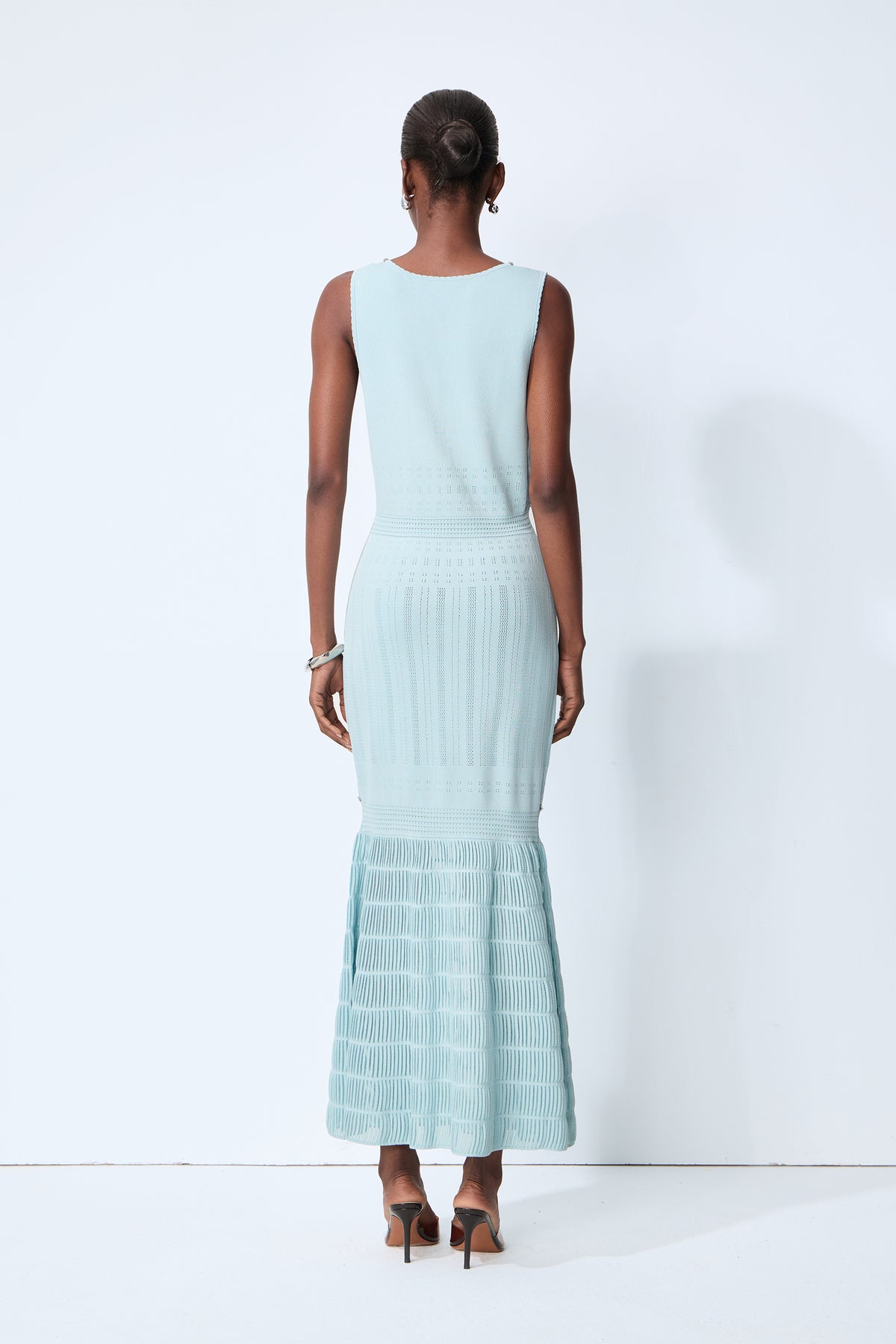 Purely Yours Blue Rhinestone Trim Sleeveless Knit Maxi Dress