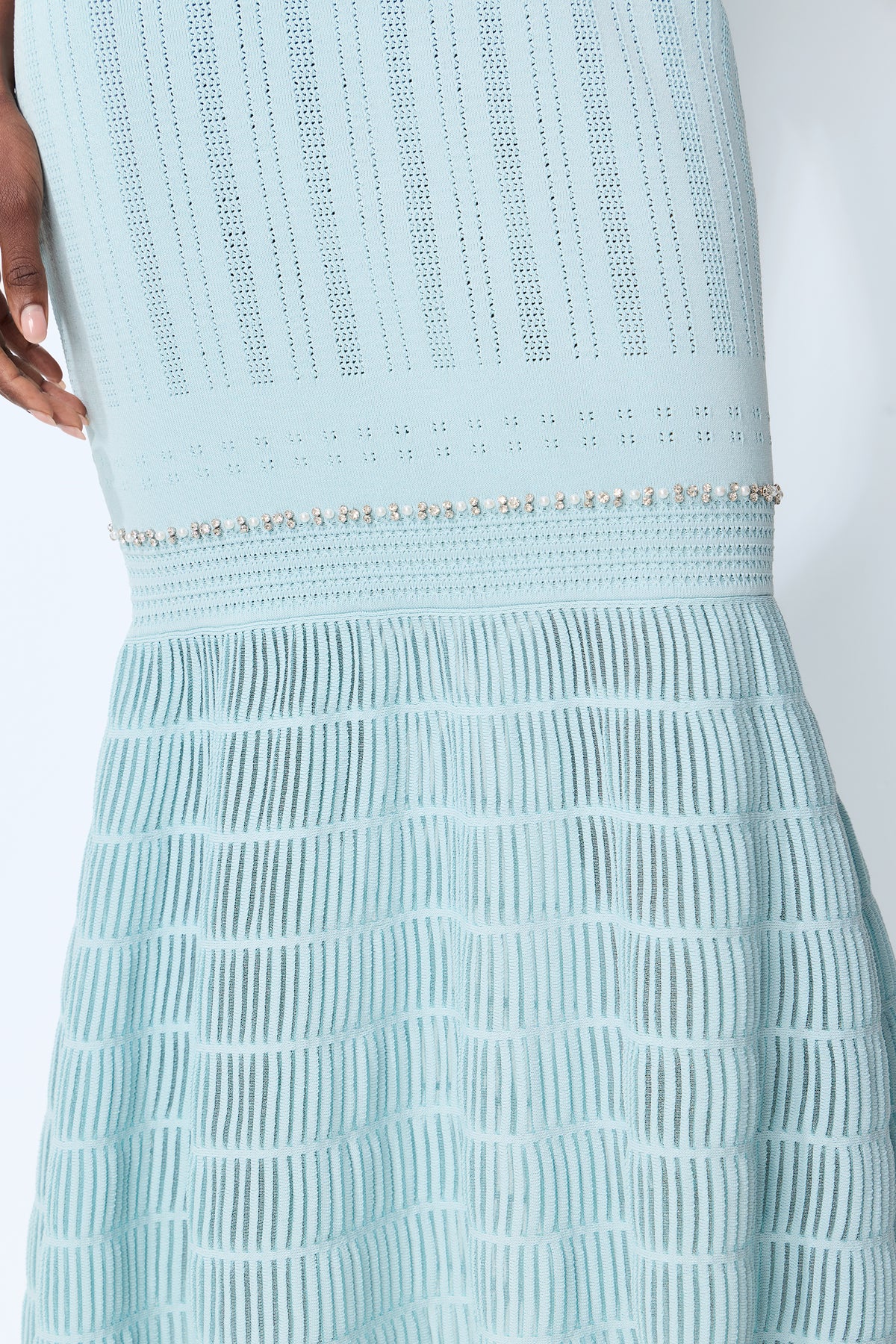 Purely Yours Blue Rhinestone Trim Sleeveless Knit Maxi Dress