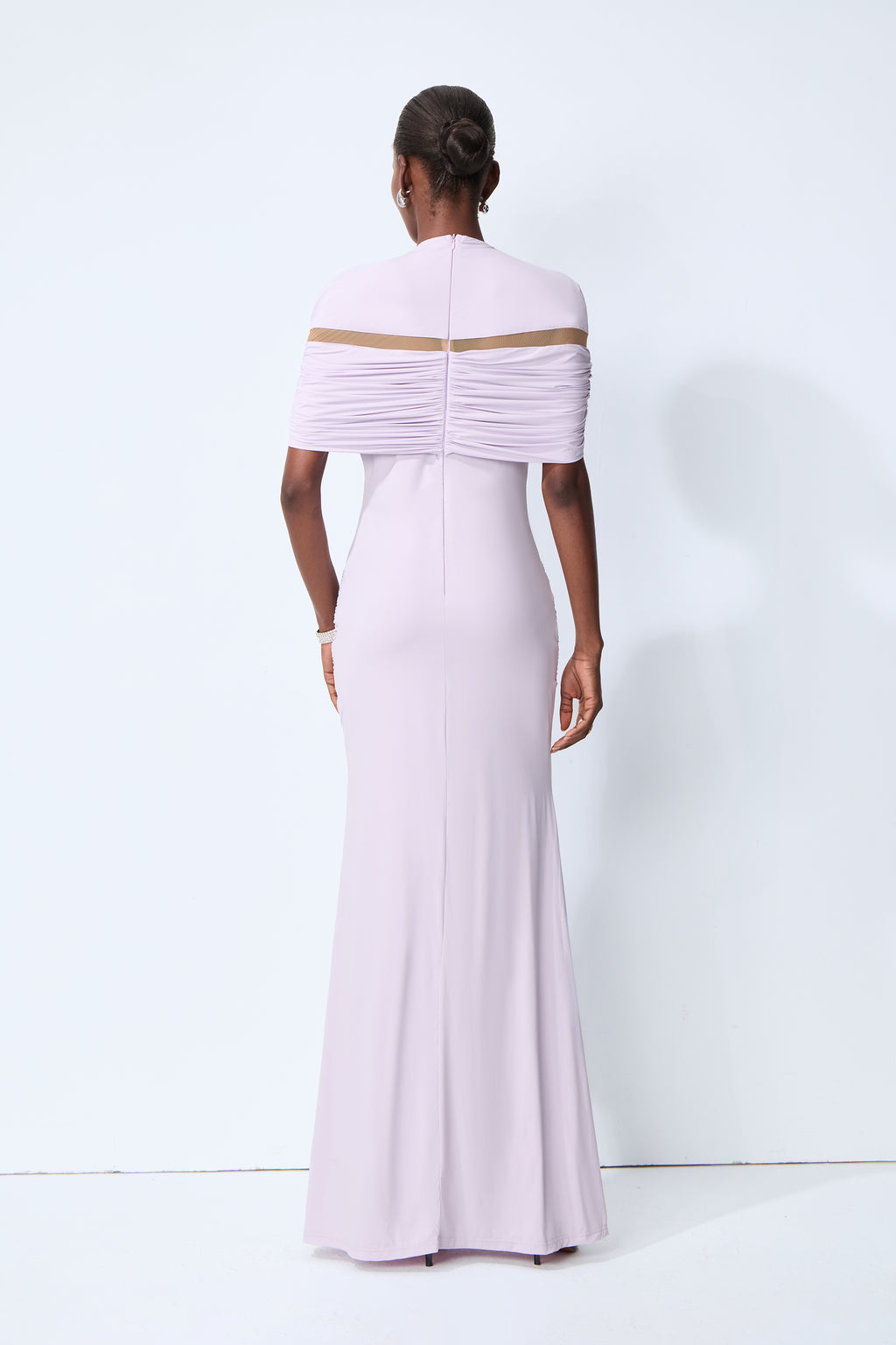 Softly Beautiful Purple Ruched Crisscross Knit Maxi Dress