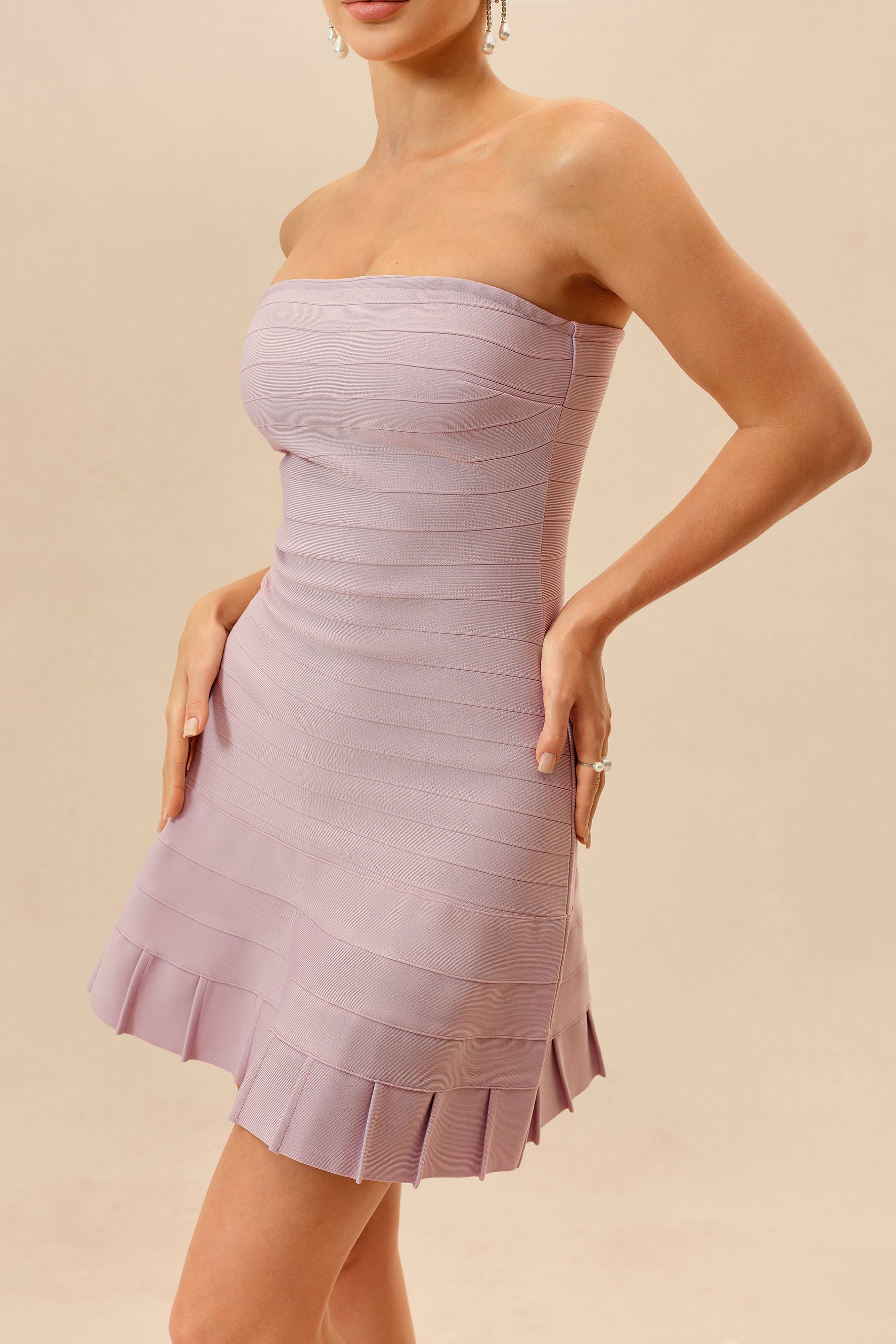 Keep It Cute Pink Strapless Pleated Hem Mini Dress