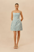 Summer Crush Blue Floral Lace Spaghetti Strap Mini Dress