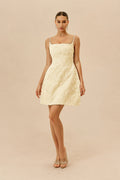 Summer Crush Apricot Floral Lace Spaghetti Strap Mini Dress