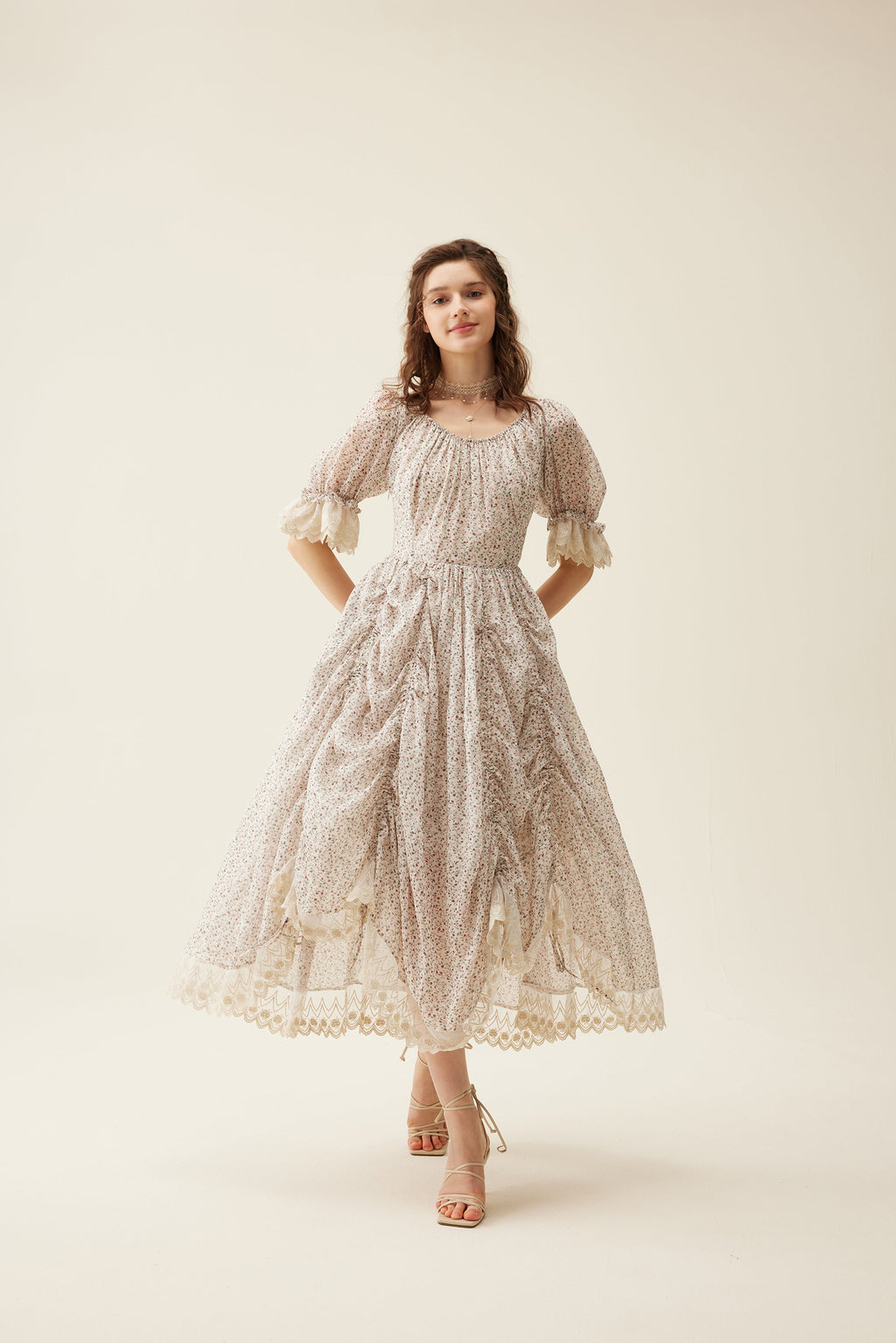 Elowen 27 | Lace Linen dress gown ( 2 way to wear )