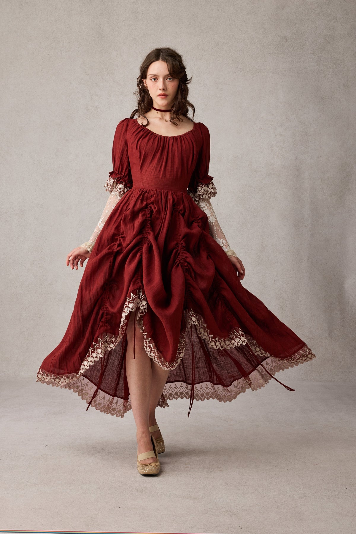 Elowen 27 | Lace velvet dress gown ( 2 way to wear )