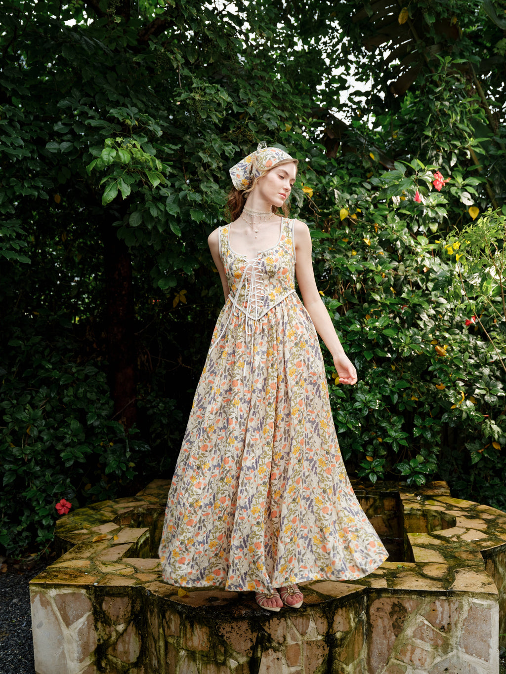 Anis 23 | Lace-up Jacquard Linen Corset Dress