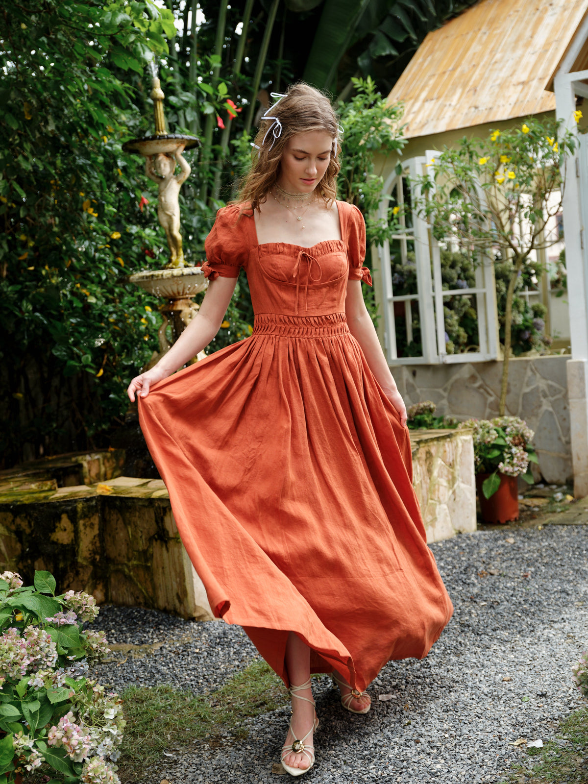 Hydrangea 27 | Corset Floral Linen Dress
