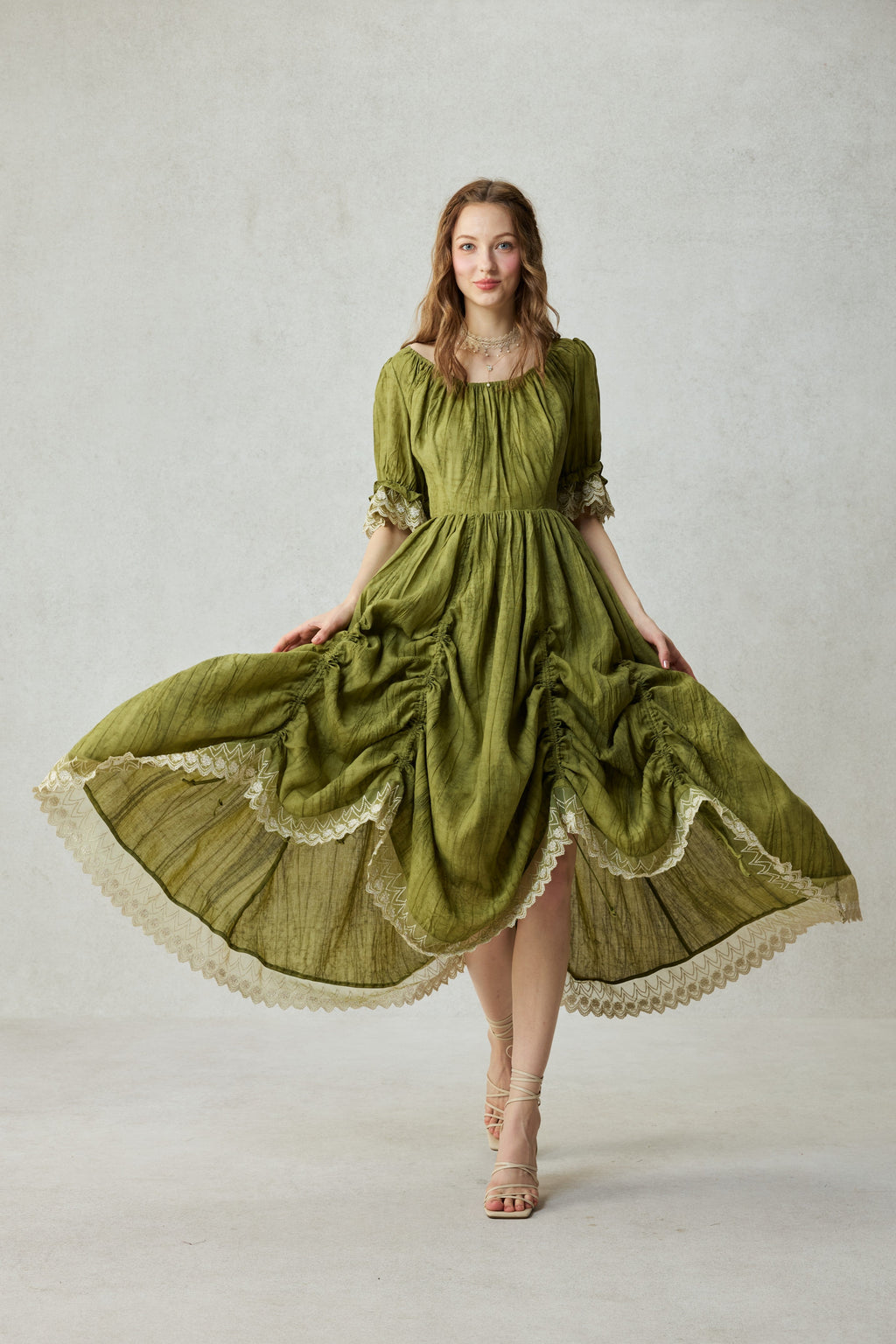 Elowen 27 | Lace Linen dress gown ( 2 way to wear )