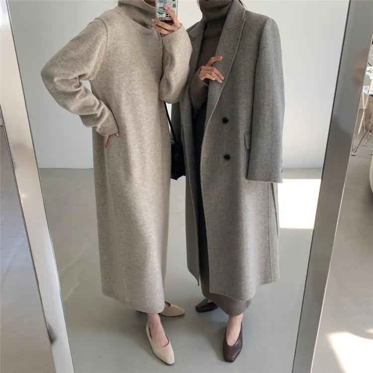 Easy-Fitting Turtleneck Sweater Dress