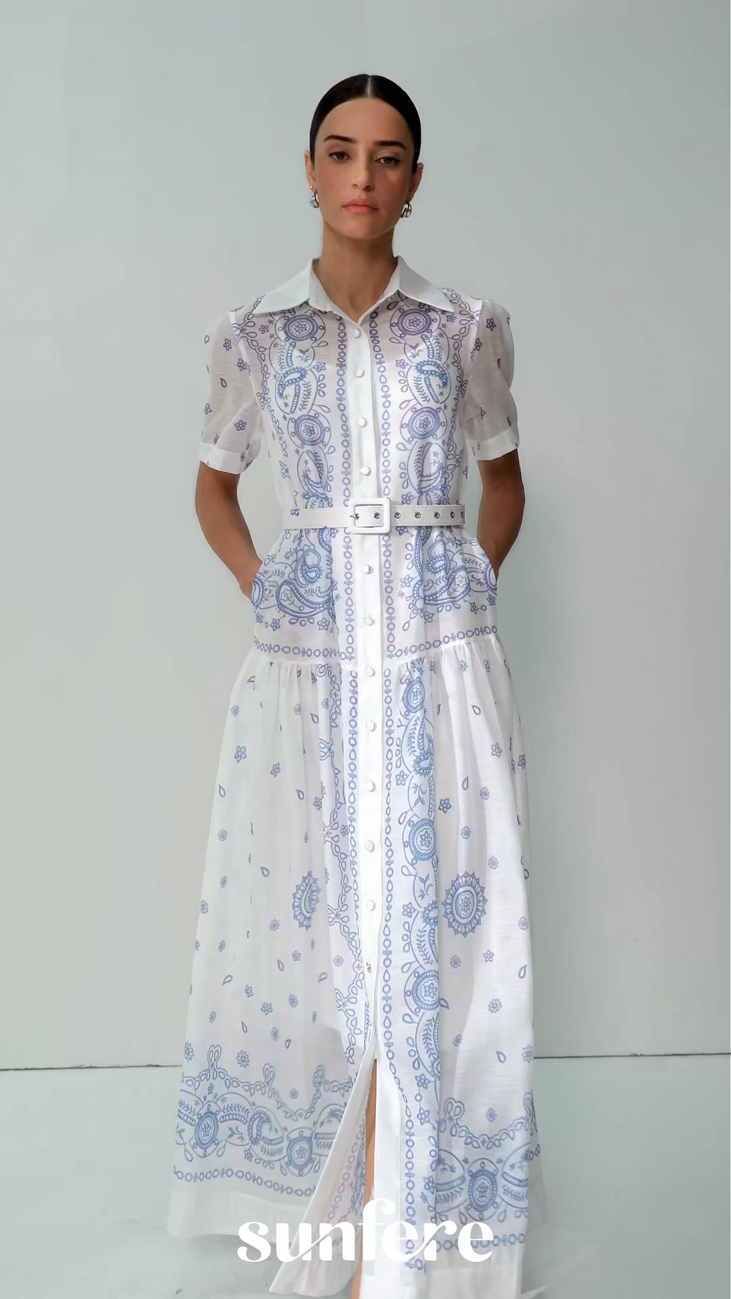 Loveliest Darling White Paisley Print Short Sleeve Maxi Dress