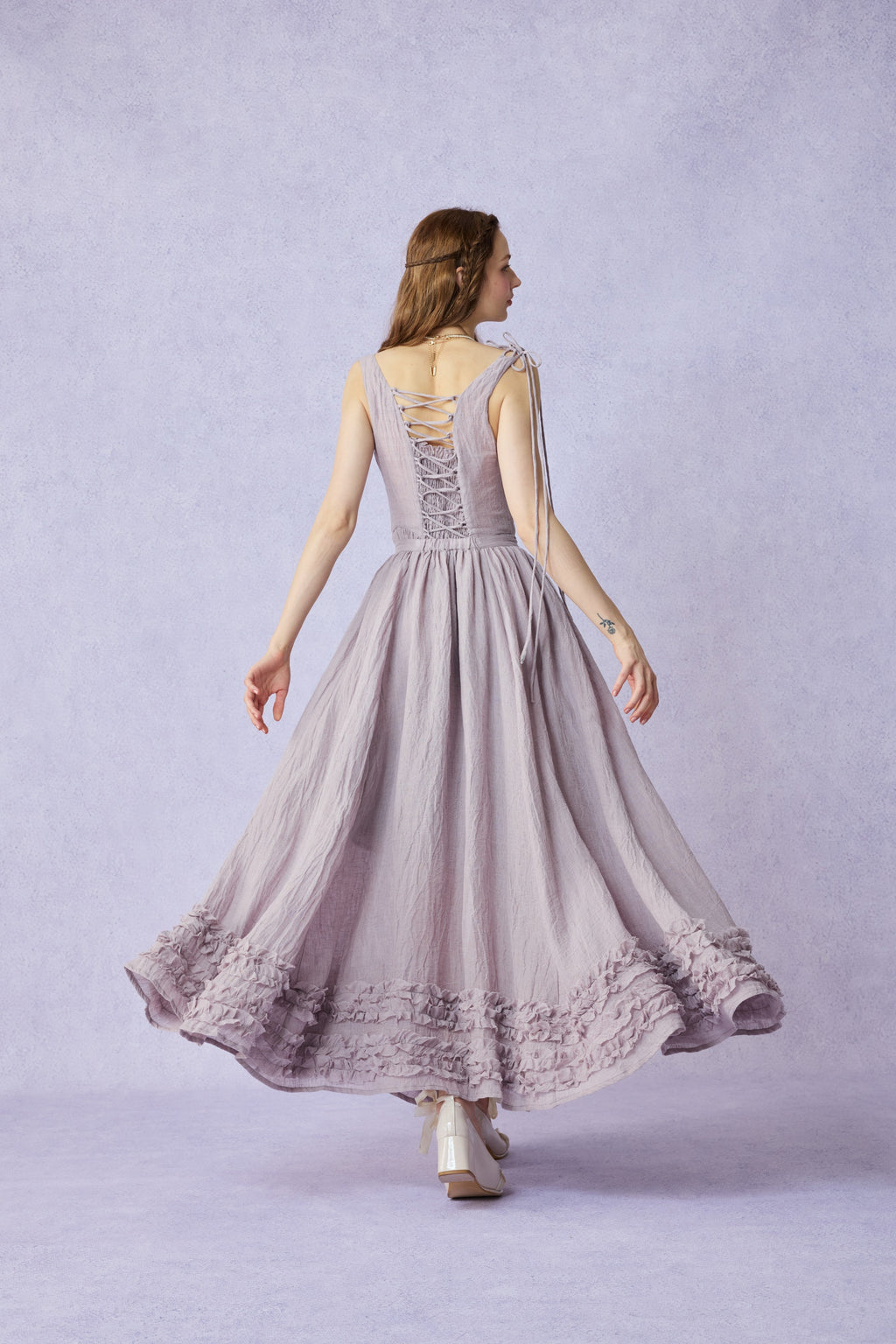 Wearable Poetry 17 | Ruffled linen dress & skirt （2 pieces)