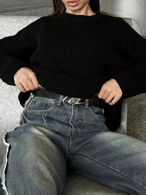 Casual Solid Color Loose Warm Sweater