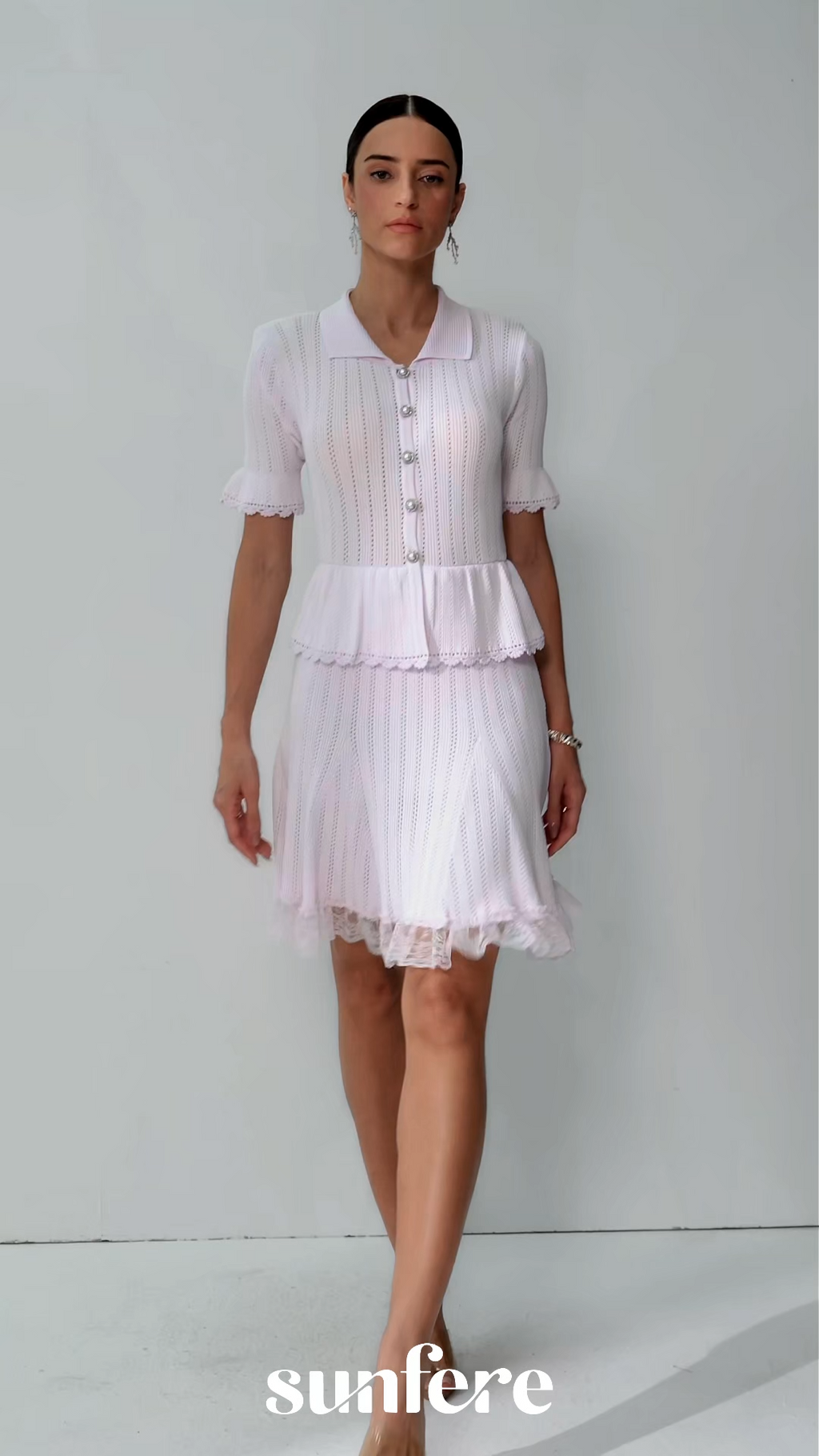 All Day Comfort Purple Tiered Lace Hem Knit Mini Dress