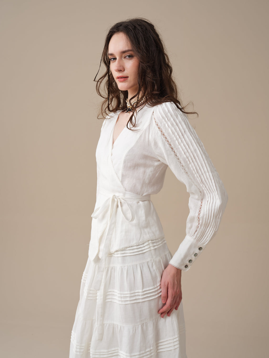 Marguerite | Soft Linen Wrap Blouse