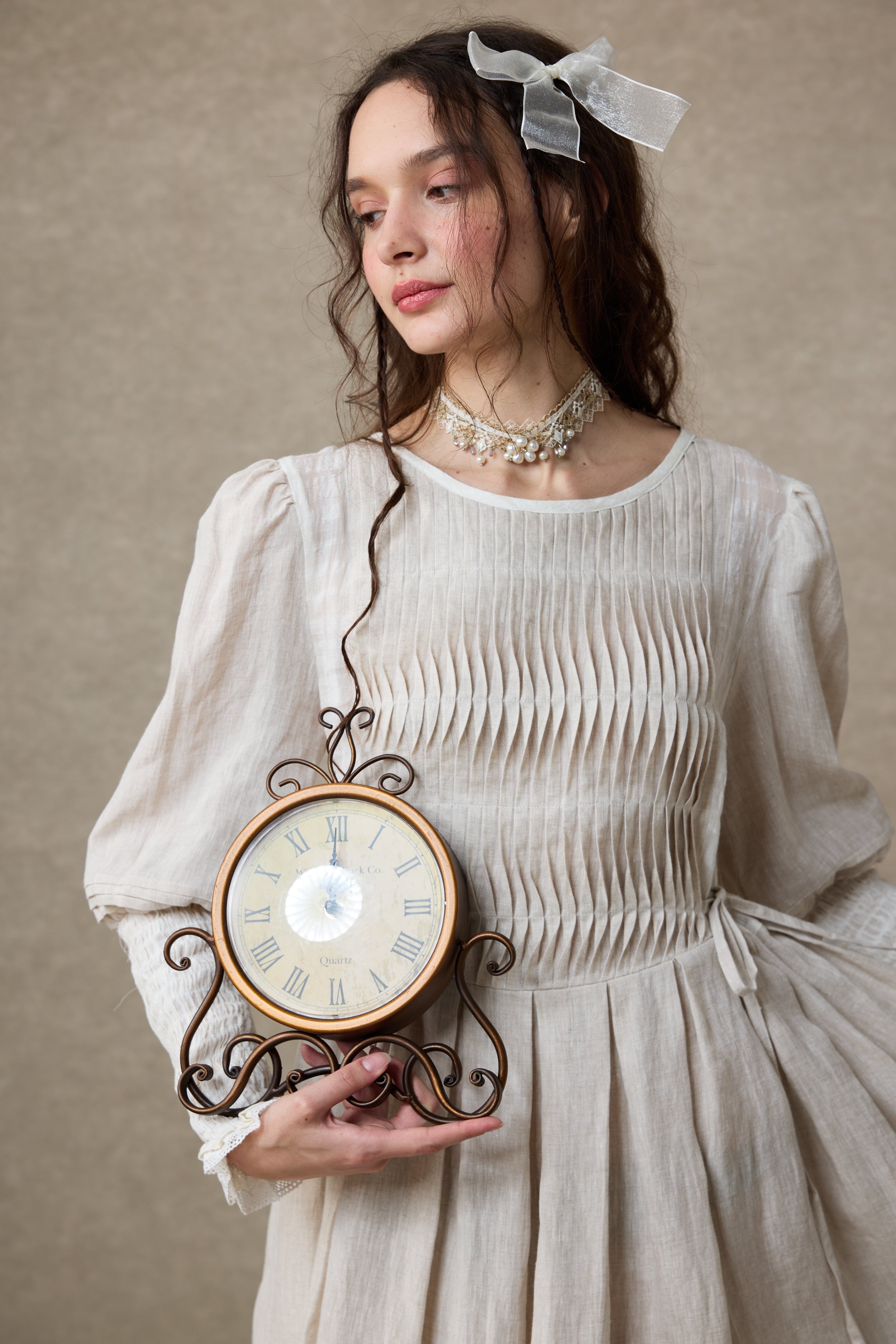 Eliana 15 | Pintucked Patchwork Linen Dress
