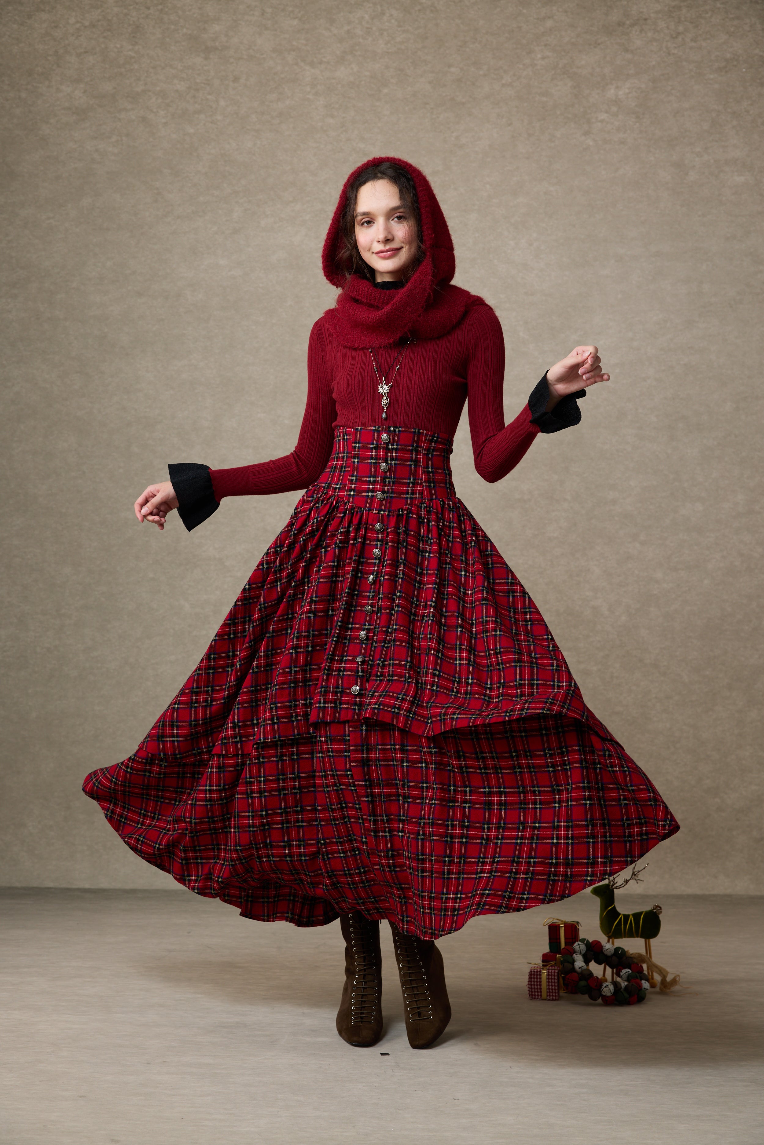 Christina 19 |Retro Layered Wool Skirt