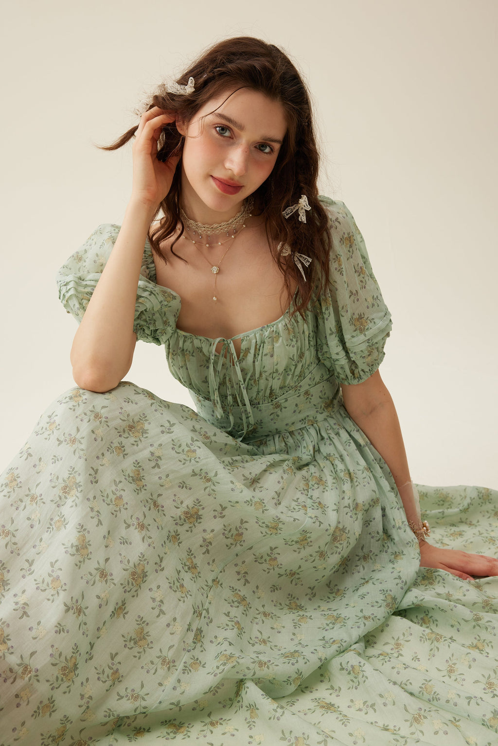 BERGAMOTE 20 |Floral Linen Dress