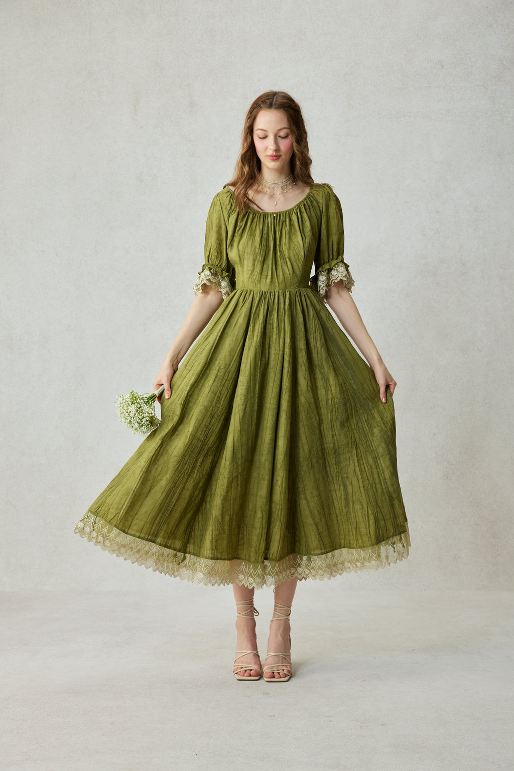 Elowen 27 | Lace Linen dress gown ( 2 way to wear )