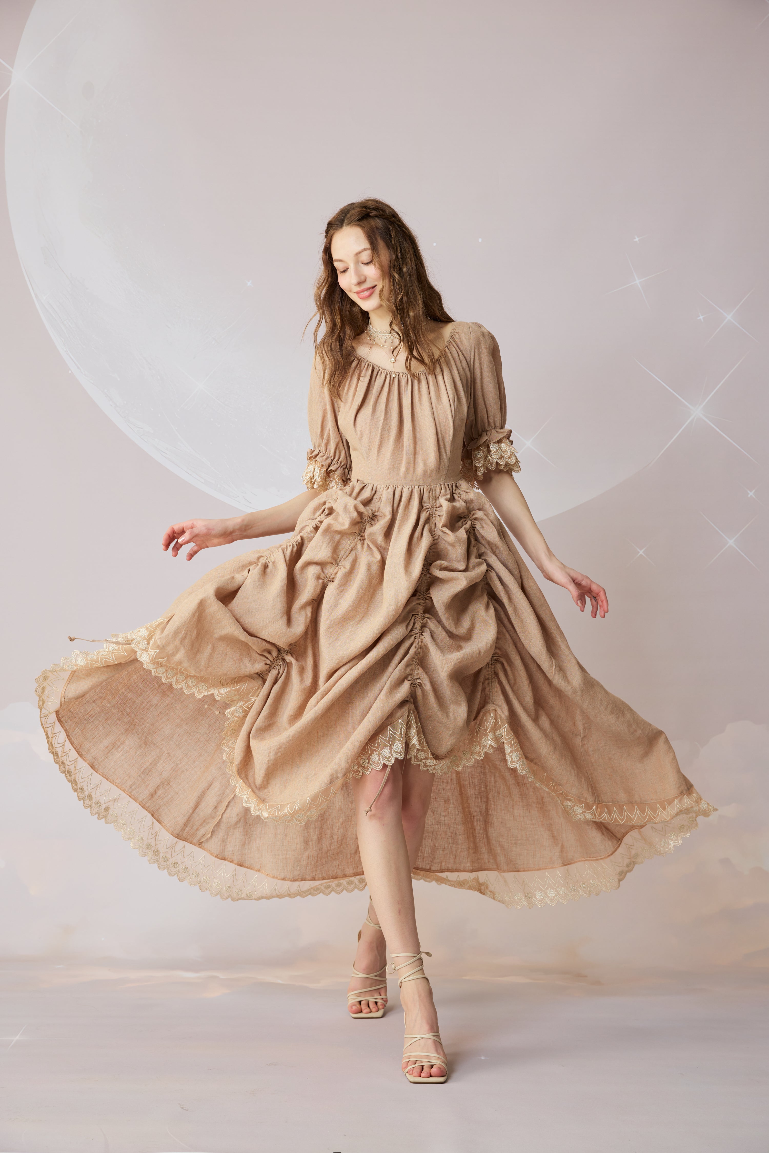 Elowen 27 | Lace Linen dress gown ( 2 way to wear )