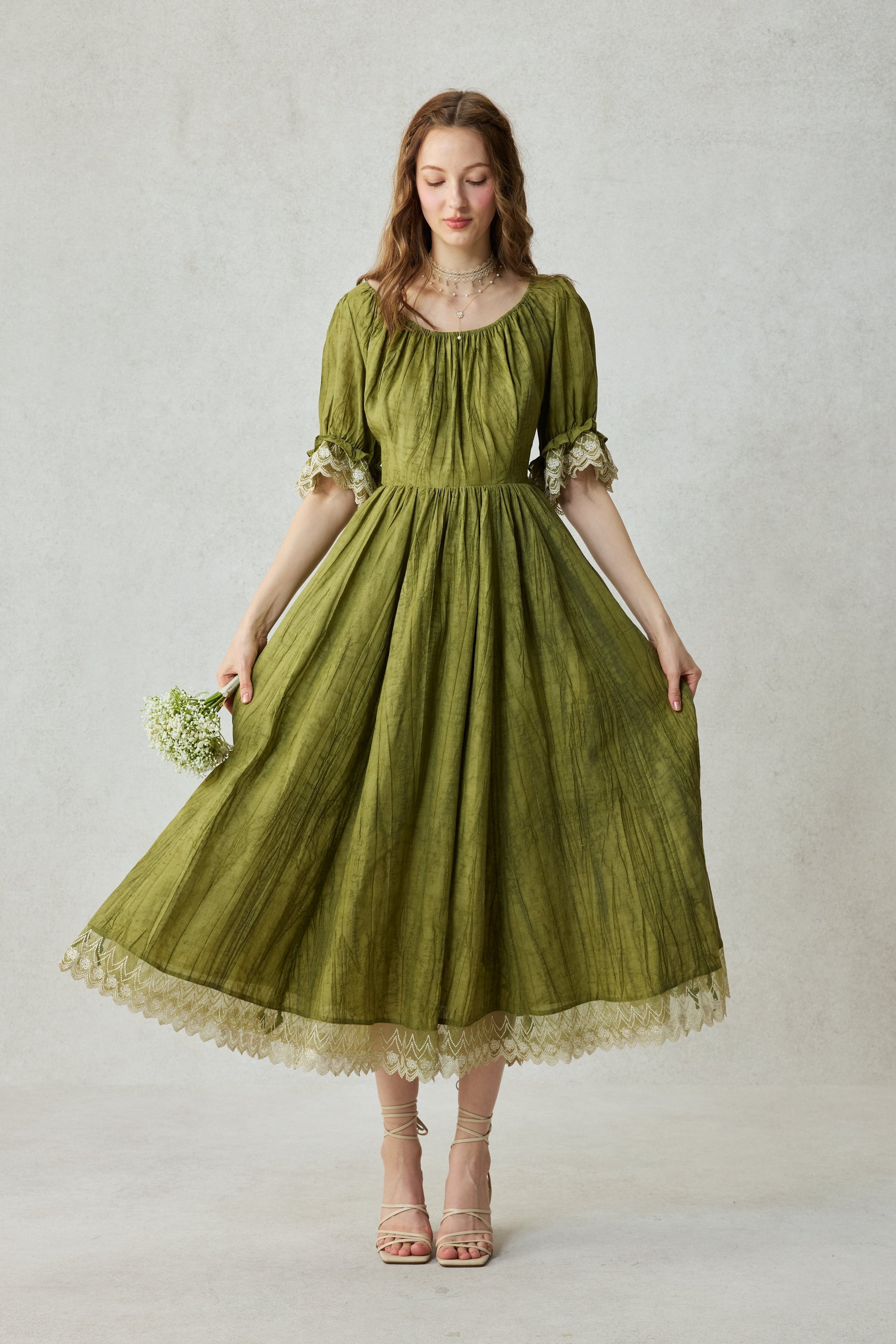 Elowen 27 | Lace Linen dress gown ( 2 way to wear )