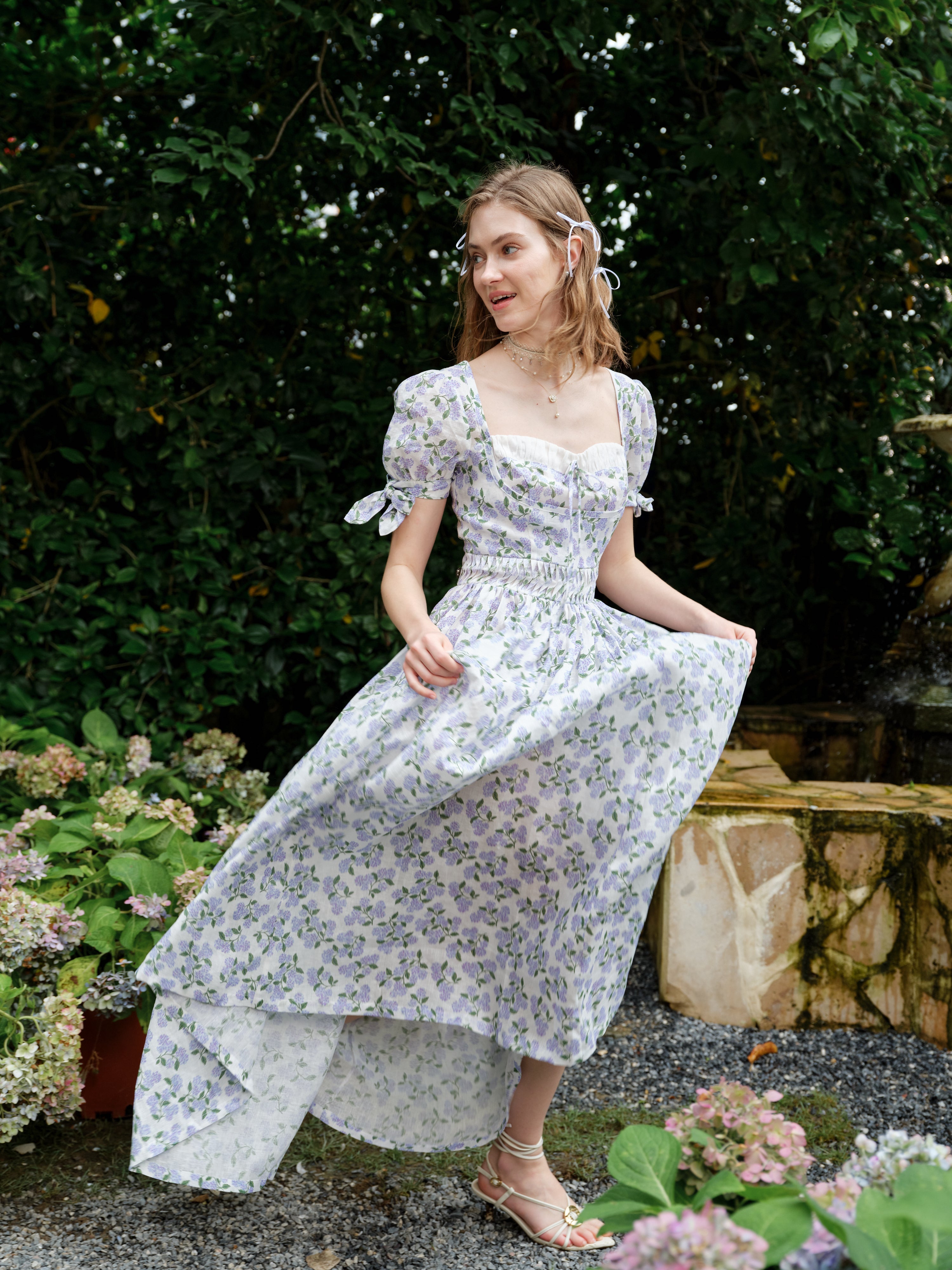 Hydrangea 27 | Corset Floral Linen Dress