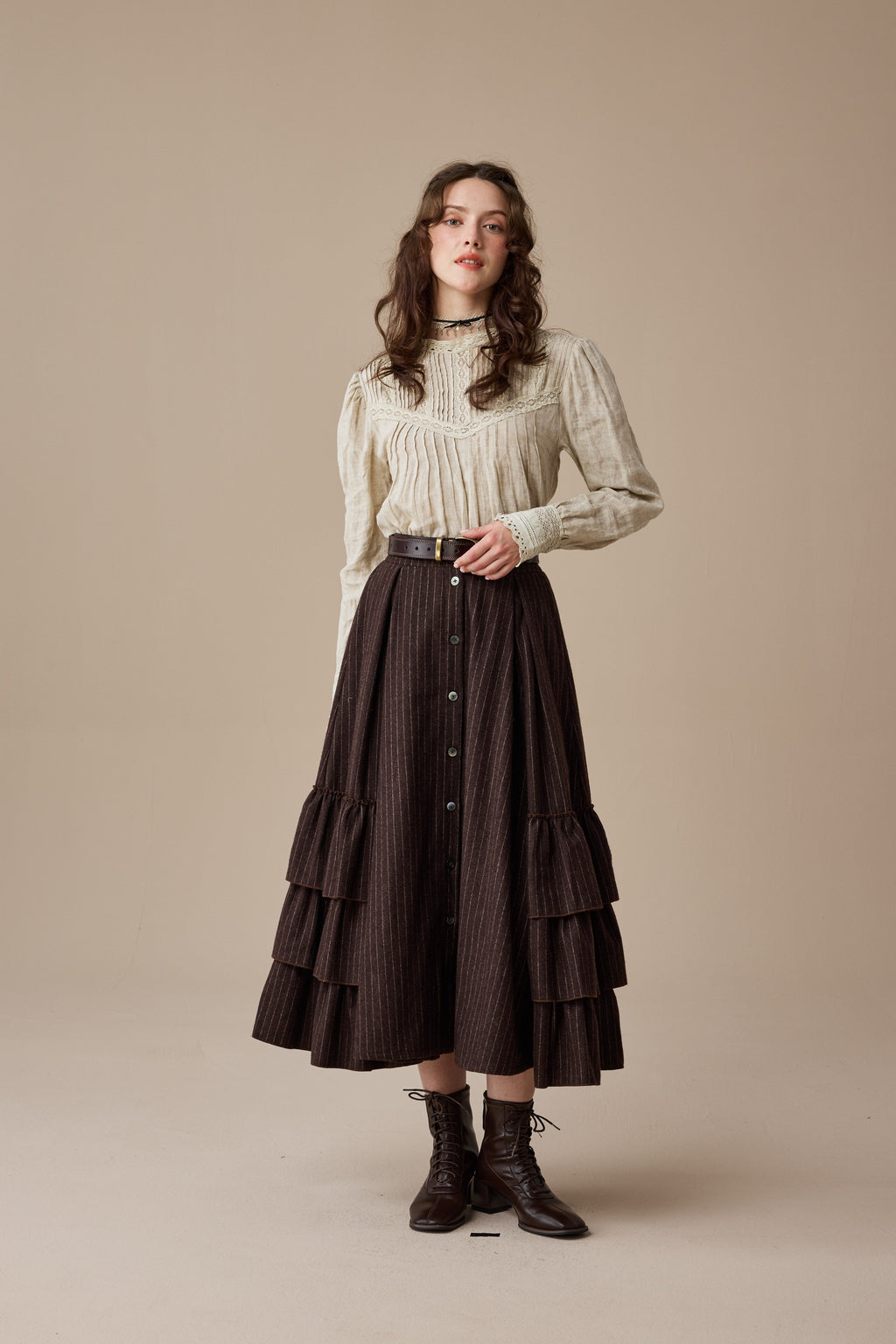 Kaite 18 |ruffled maxi wool skirt